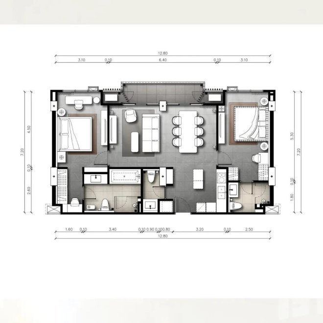 2-к. квартира в новостройке, 93 м² в THE PANORA ESTUARIA (ID 720)