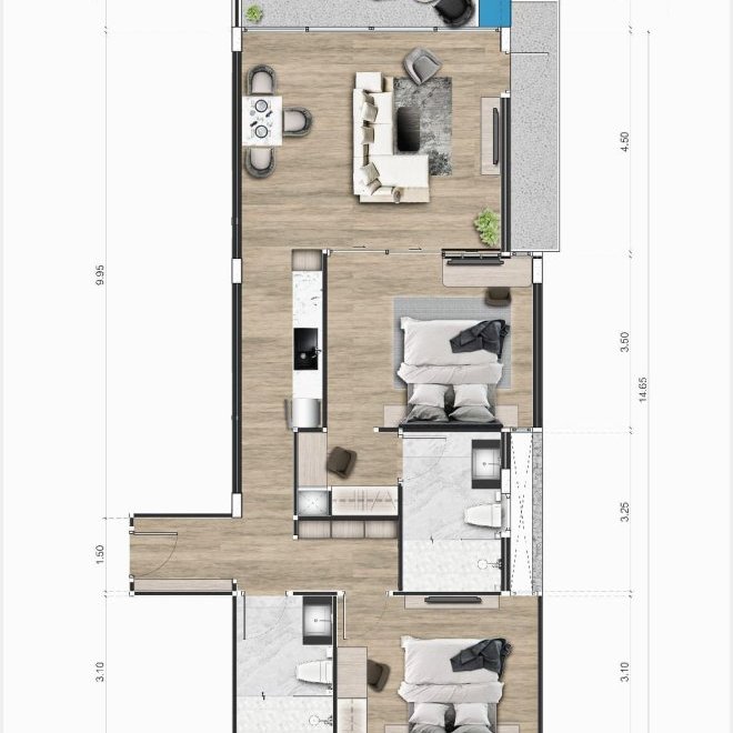 Coral Beach Oceanview Resort — 2 спальни (ID 147)