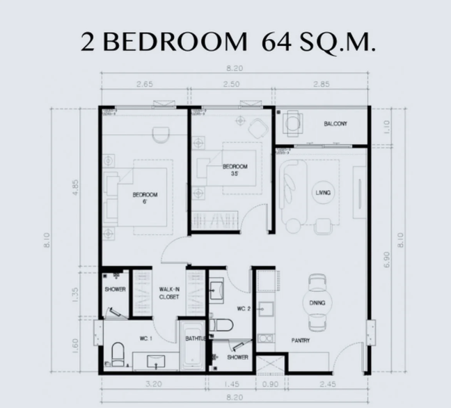 อพาร์ตเมนต์ 2 ห้องนอนสำหรับขายในเบลล์บูดาเปสต์ (ID 339)