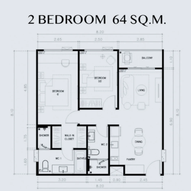 อพาร์ตเมนต์ 2 ห้องนอนสำหรับขายในเบลล์บูดาเปสต์ (ID 339)