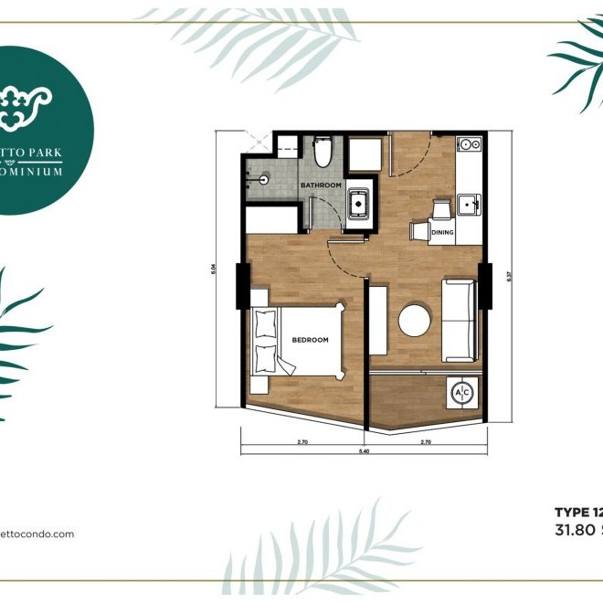 Palmetto Park — квартира 312, 1 спальня, 31.8 м² (ID 761)