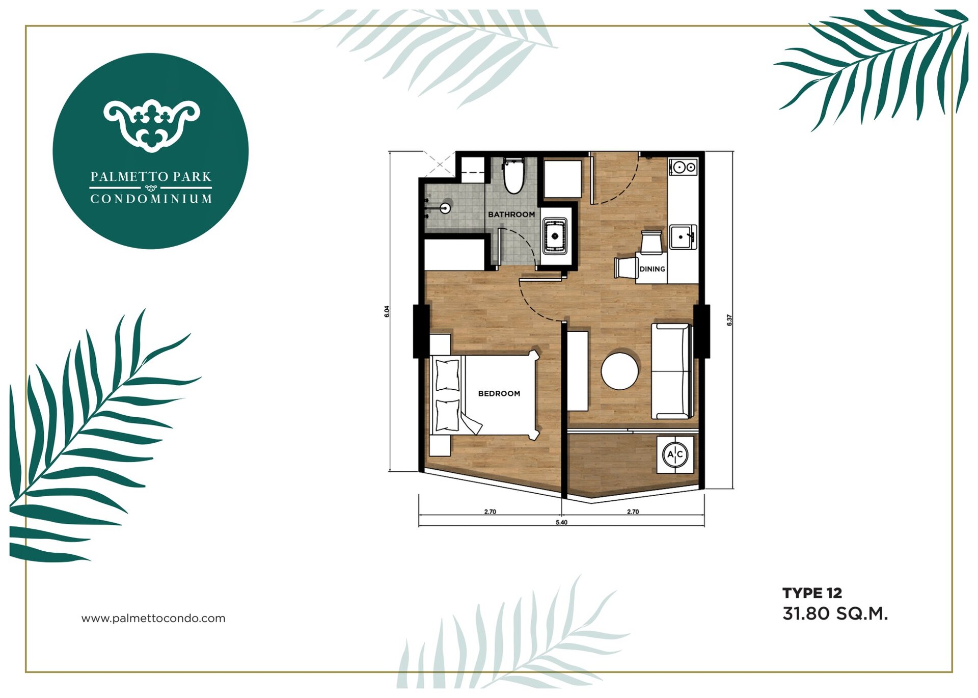 Palmetto Park — квартира 312, 1 спальня, 31.8 м² (ID 761)