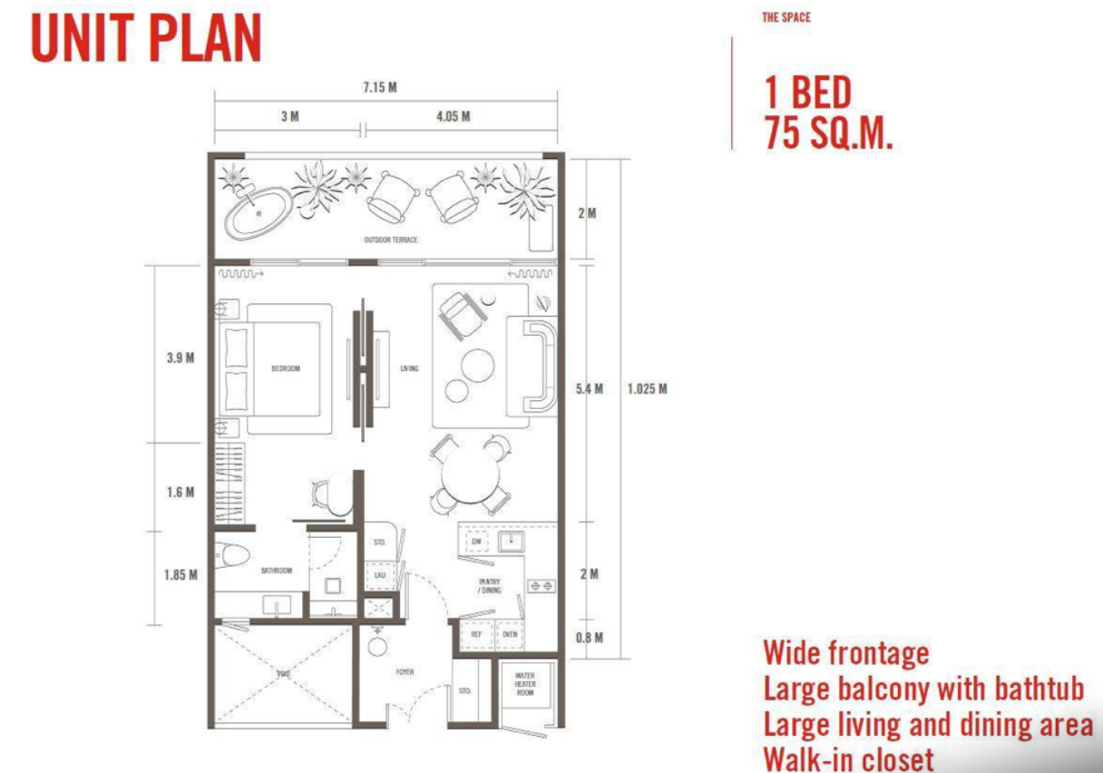 标准住宅出售的一居室公寓 (ID 368)