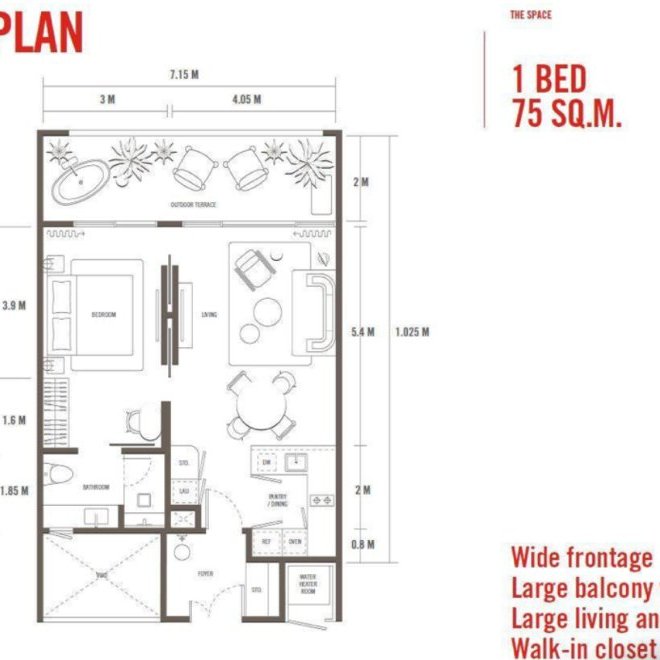 标准住宅出售的一居室公寓 (ID 368)