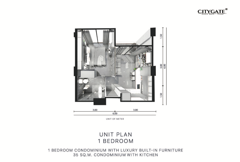 ขายอพาร์ทเม้นท์พร้อมวิวพาโนรามา-ซิตี้เกทกมลา (ID 301)