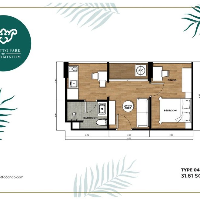 Palmetto Park — квартира 204, 1 спальня, 31.61 м² (ID 759)