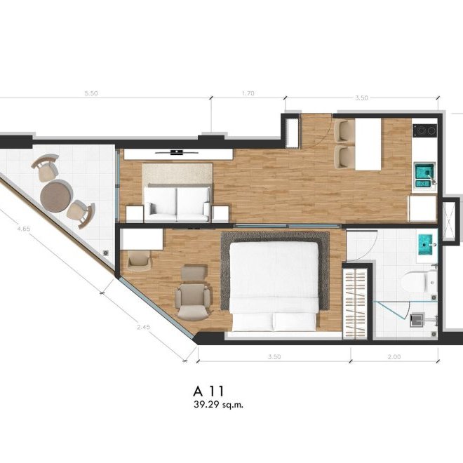 Proud Rawai — квартира 411, 1 спальня, 39.29 м² (ID 753)