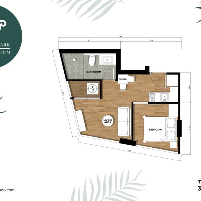 อพาร์ตเมนต์ 1 ห้องนอน (ID 177)
