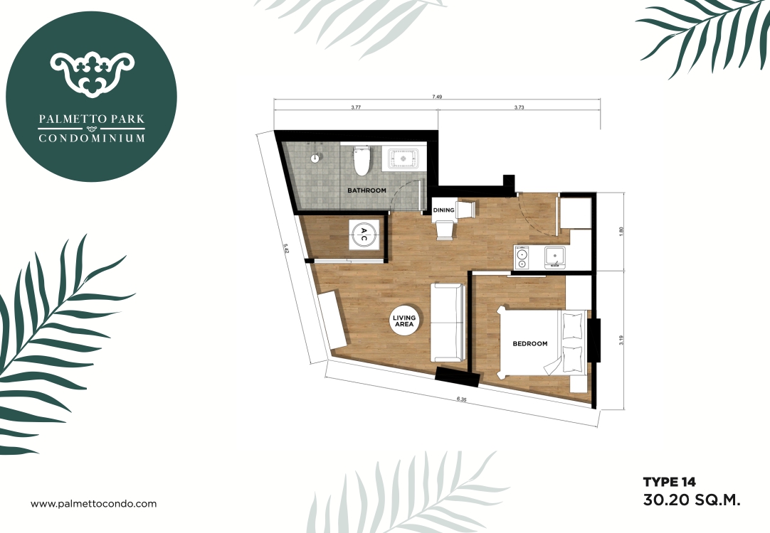 อพาร์ตเมนต์ 1 ห้องนอน (ID 177)