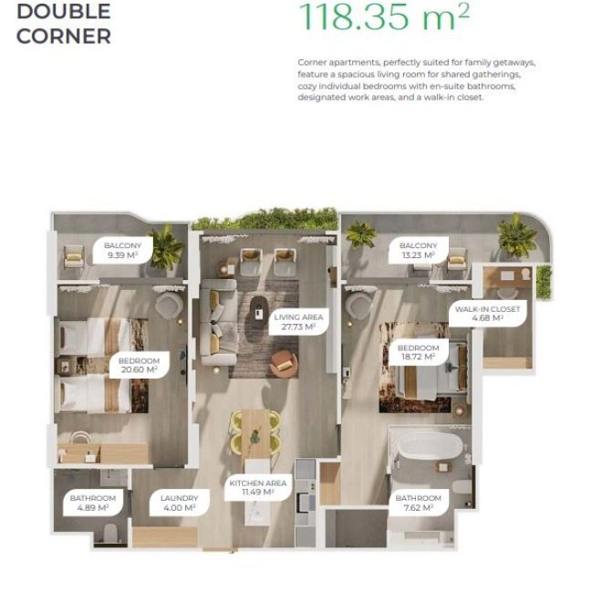 2 ห้องนอนสำหรับขายในลายันกรีนพาร์ค (ID 352)