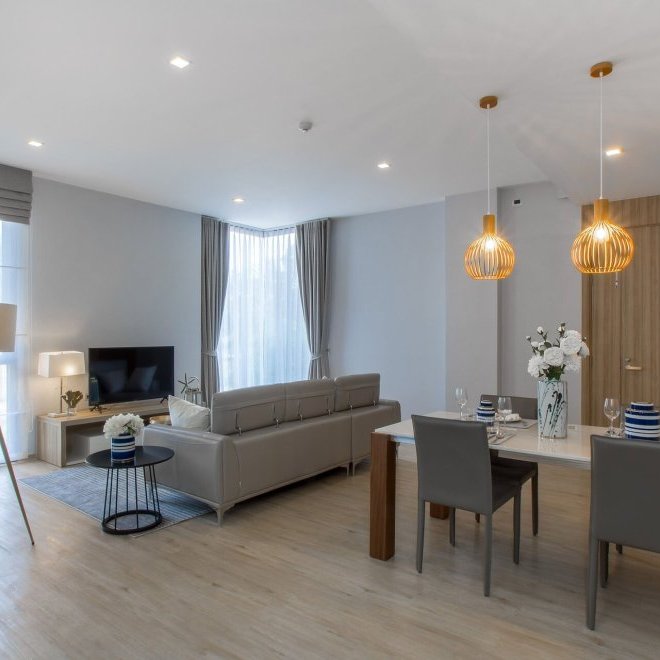 อพาร์ทเมนท์ 2 ห้องนอนในบ้านไม้ขาว (ID 134)